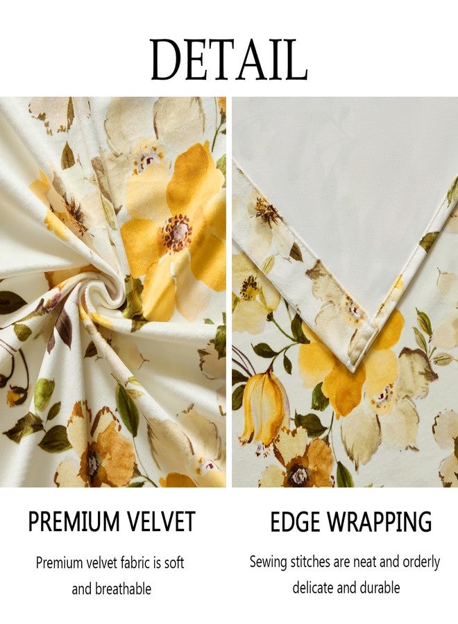 OMMATO Yellow Velvet Curtains 84 Inch for Living Room Fall Floral Curtain Drapes with Cute Coquette Aesthetic Whimsical Botanical Flower Pattern Anthropologie Modern Bedroom Privacy Window Curtains,2 Panels - Image 4